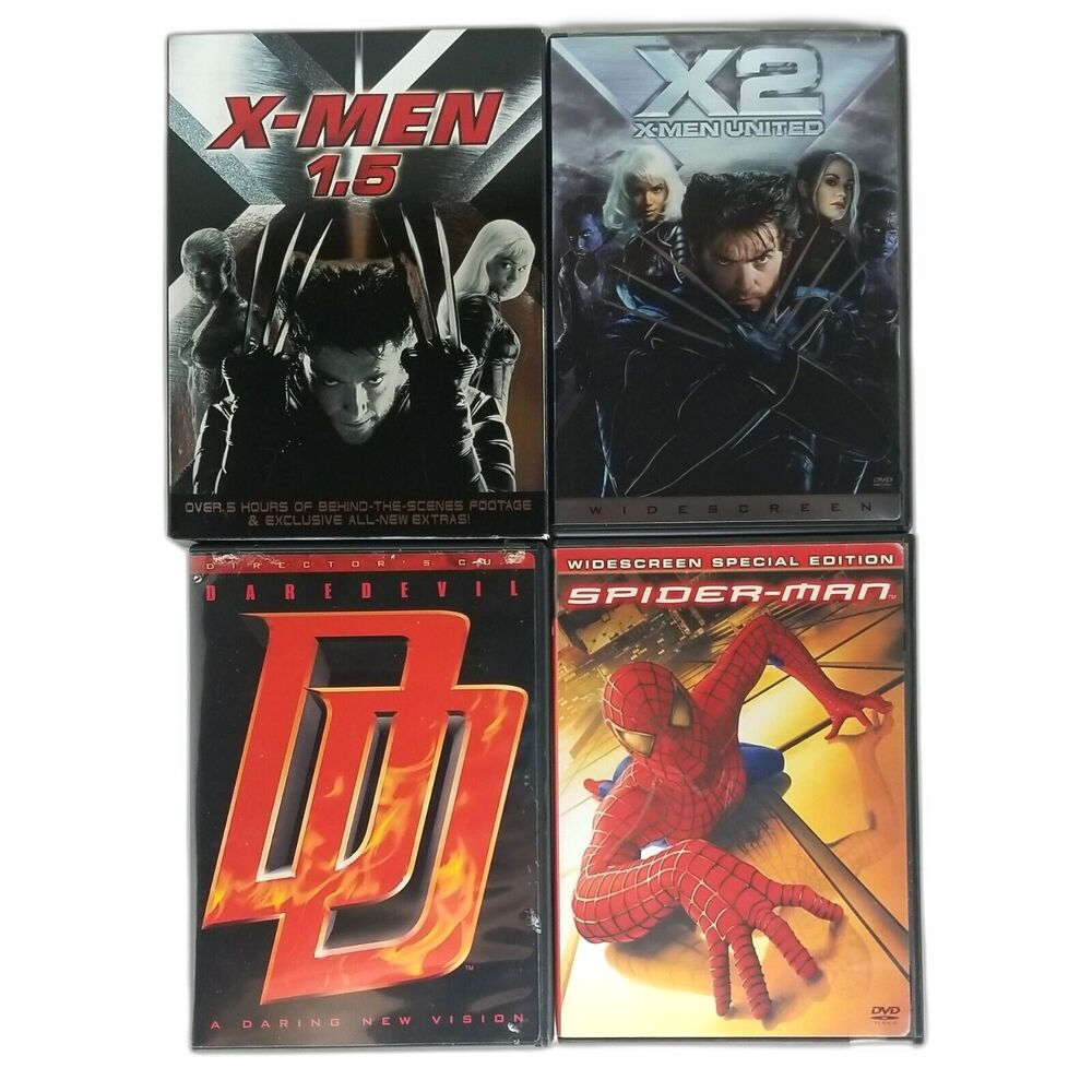 4 DVD Superhero Lot: X-Men 1.5, X2 XMen United, Daredevil, Spiderman